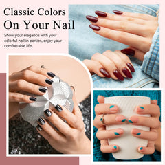 phoenixy base coat and four top coats laid out highlighting finish options