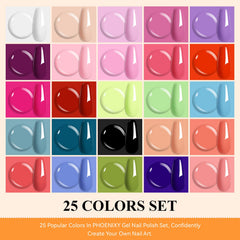 phoenixy color array flatlay displaying 25 shades for styling variety