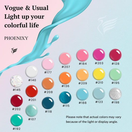 phoenixy broad color range flat lay illustrating palette versatility for designs