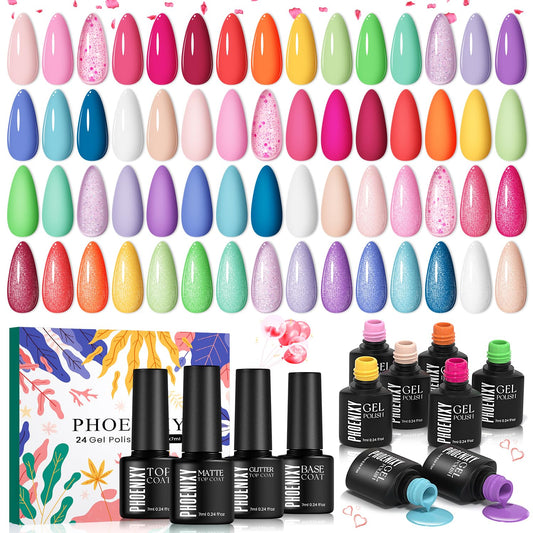 phoenixy front packaging showing complete 24-piece kit and colorful bottles for easy gifting