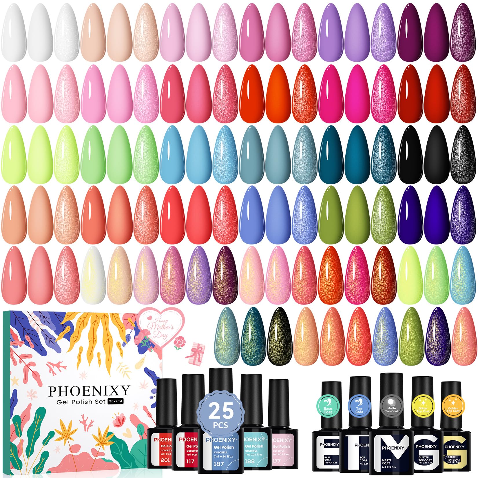 phoenixy front packaging showing full 30-piece set and easy storage benefit