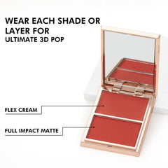 PHOFAY lifestyle flatlay with eyeshadow showing palette pairs for coordinated glow