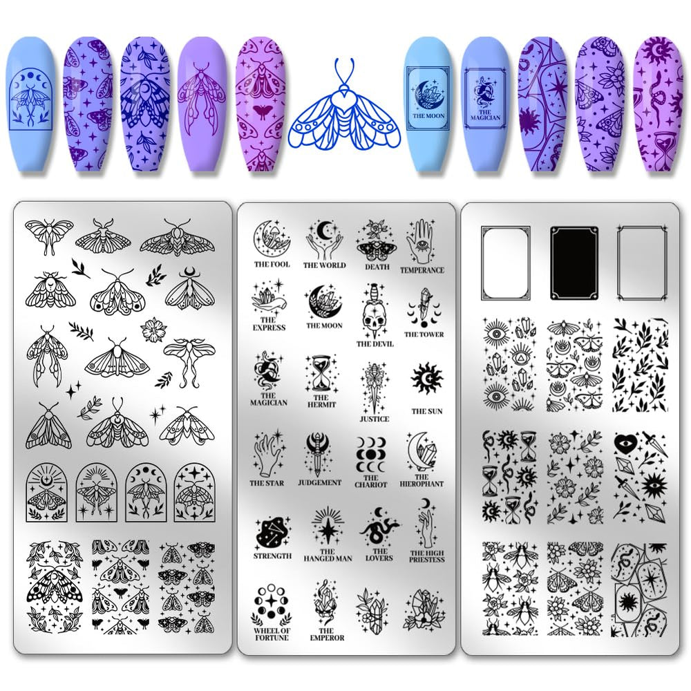 PH PandaHall plates front view showing tarot and moth motifs, easy design selection