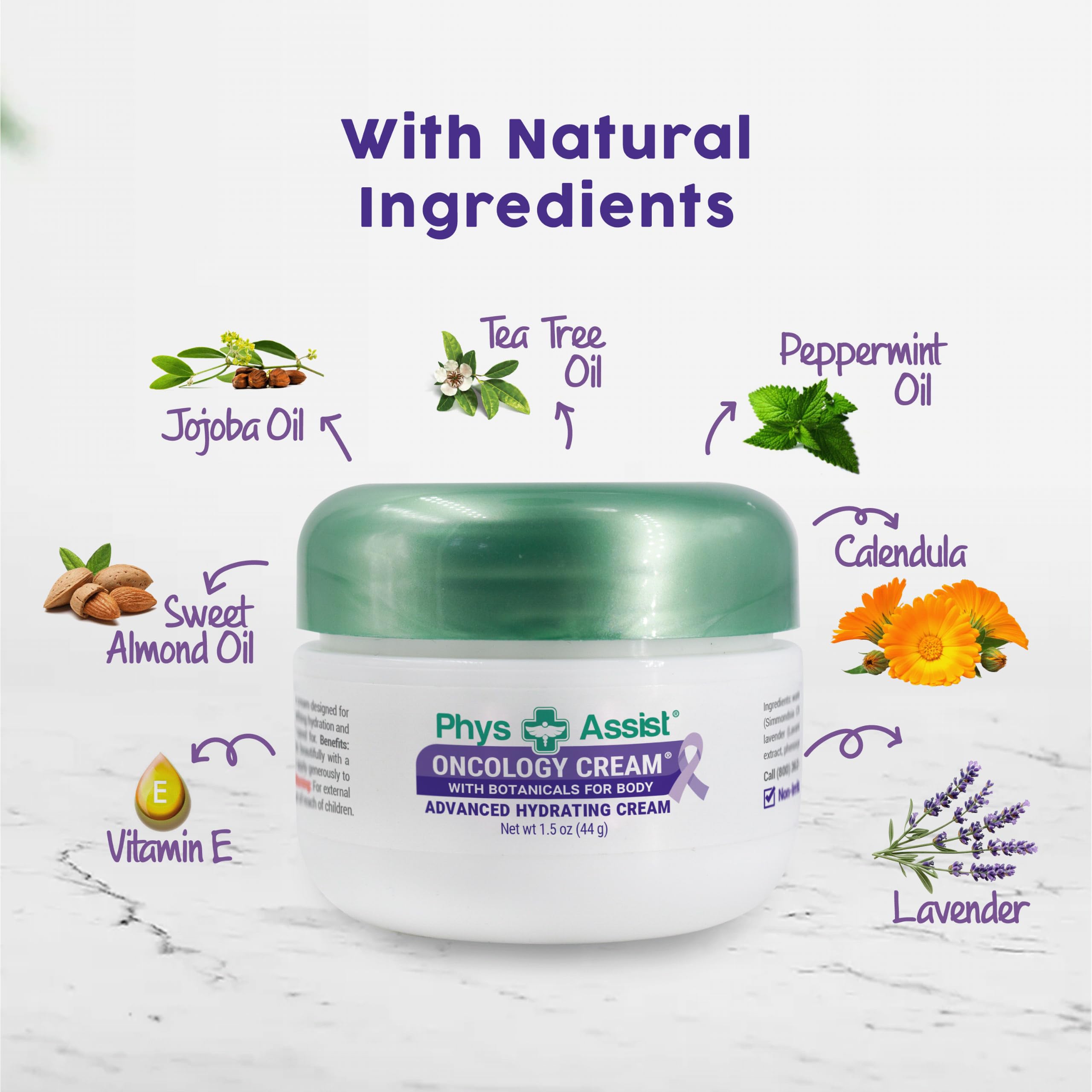 PhysAssist ingredients label highlighting botanicals and gentle formulation