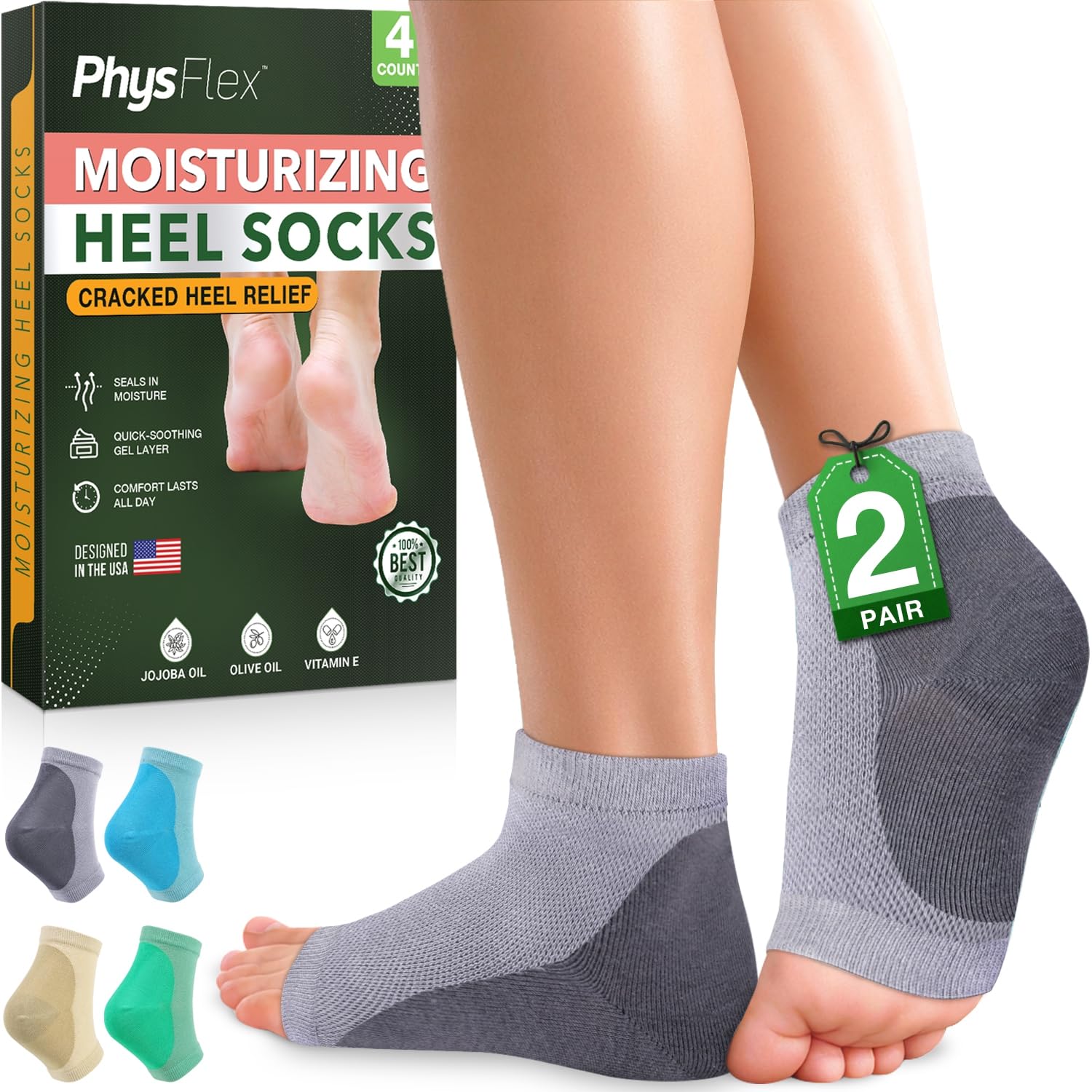 PhysFlex front packaging showing 4-pack and benefits