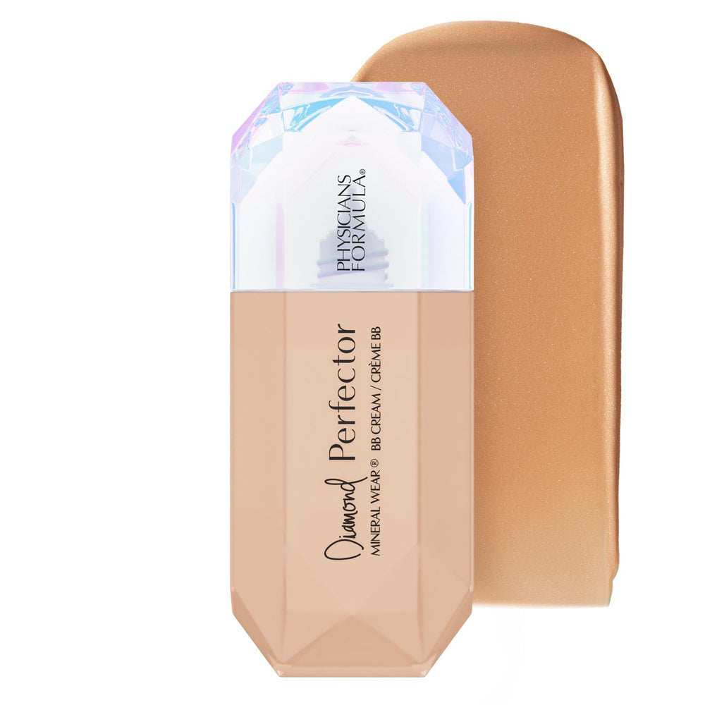 Physicians Formula front packaging showing medium to tan shade and benefits
