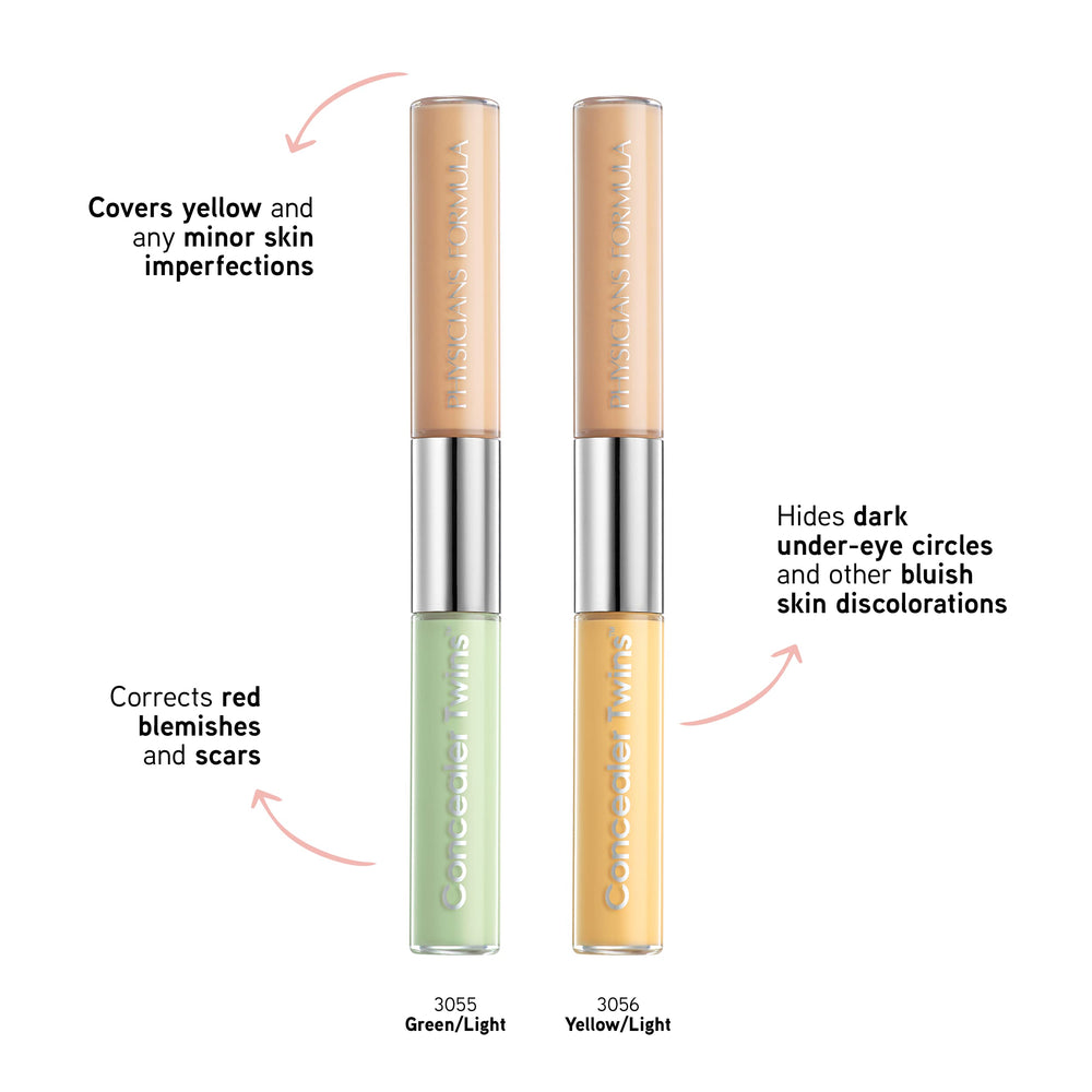 Physicians Formula before and after blemish correction demonstrating reduced redness and improved skin tone