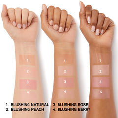 Physicians Formula cheek swatch showing natural rosy finish and subtle glow