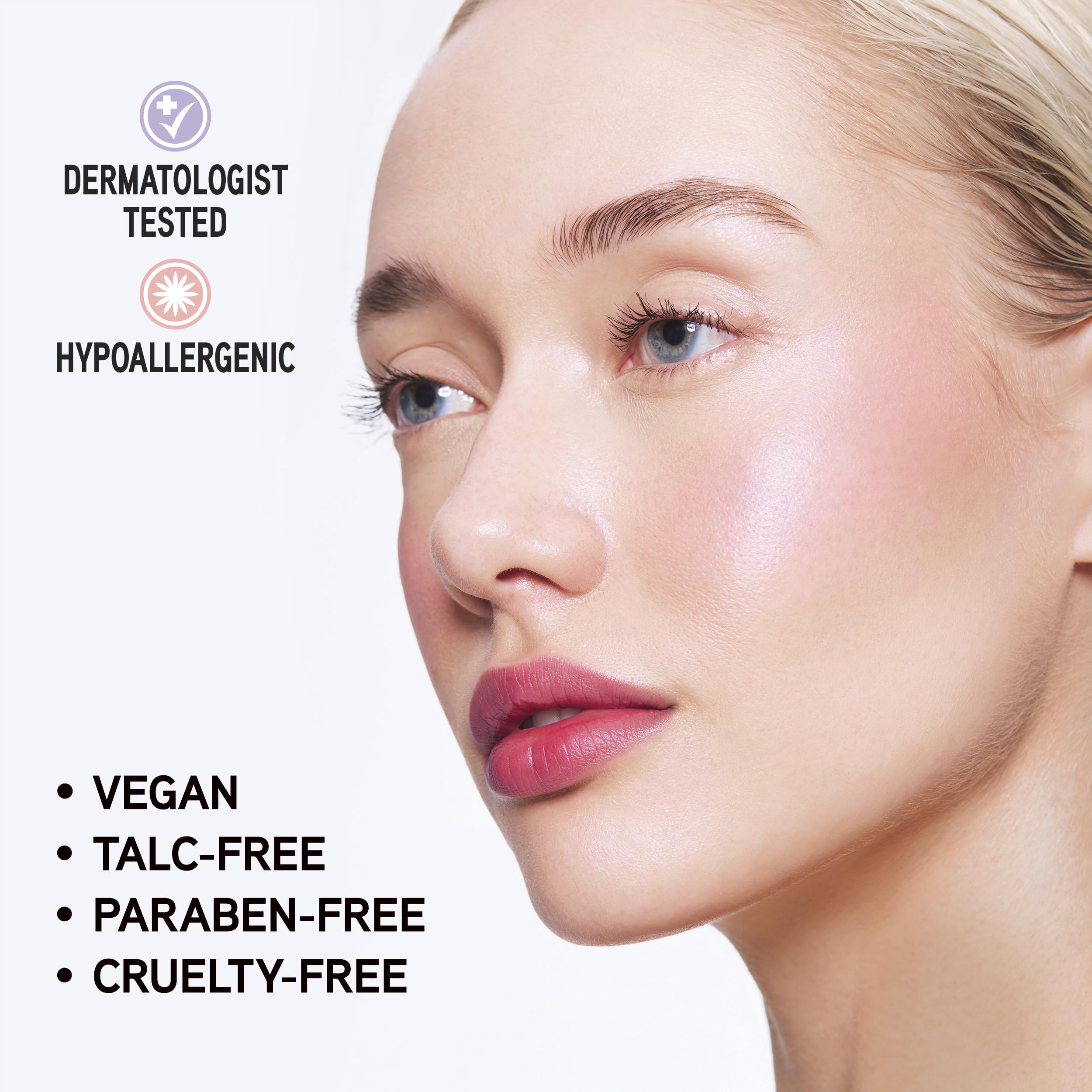Physicians Formula ingredients close-up showing Niacinamide and vitamins, emphasizes radiance boost