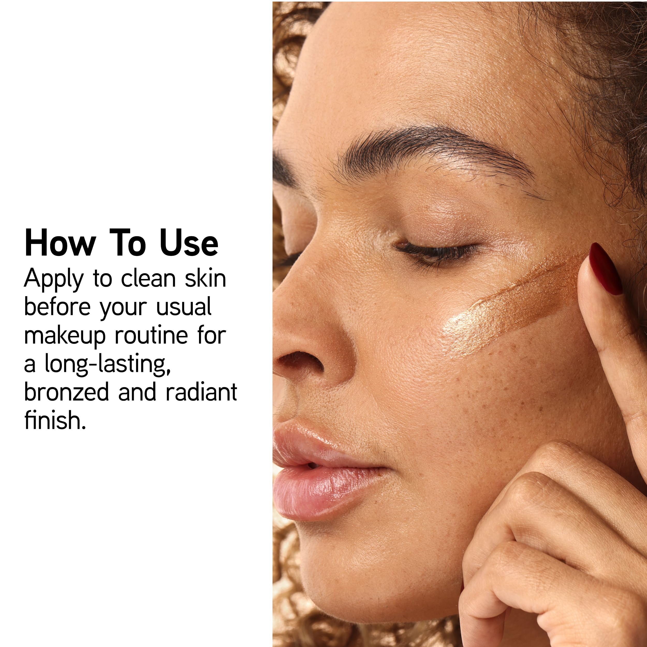 Physicians Formula primer blended on skin showing radiant, even base for makeup