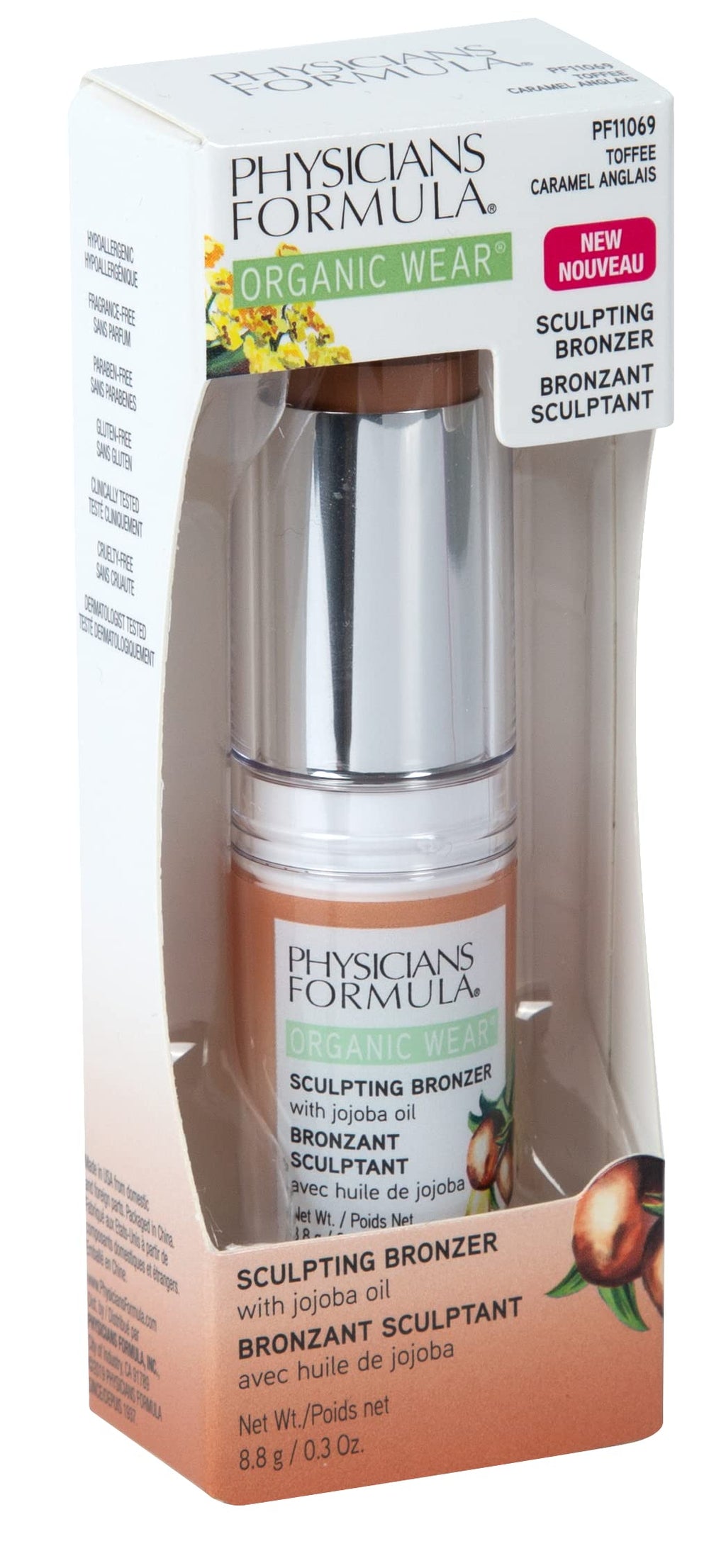 Physicians Formula bronzer stick beside makeup kit highlighting multiuse portability