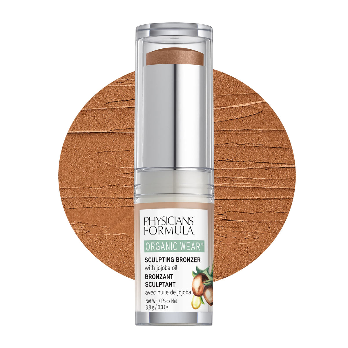 Physicians Formula bronzer stick front packaging showing toffee shade and compact benefit