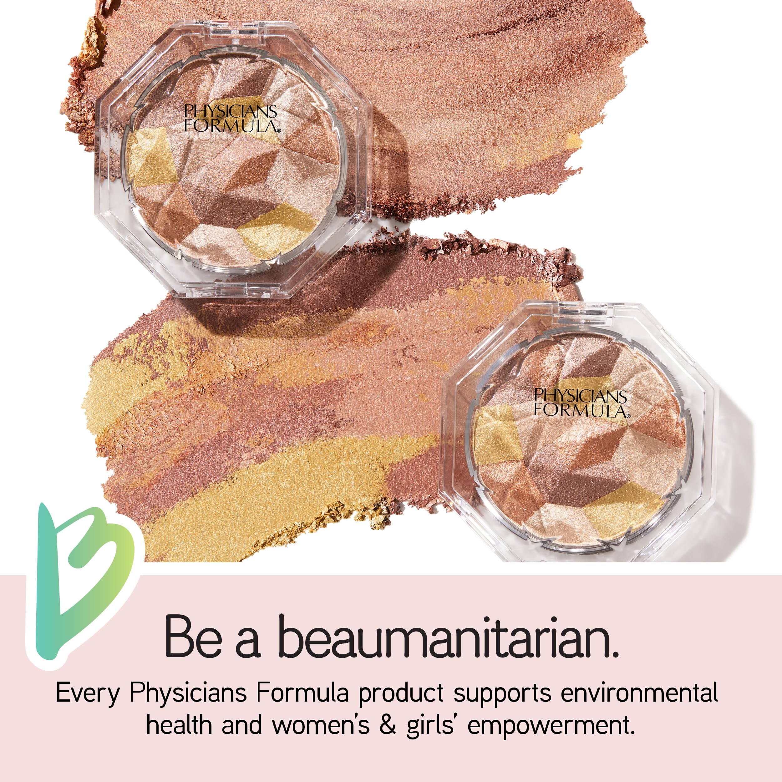 Physicians Formula swatch on skin demonstrating blendability and buildable warm color