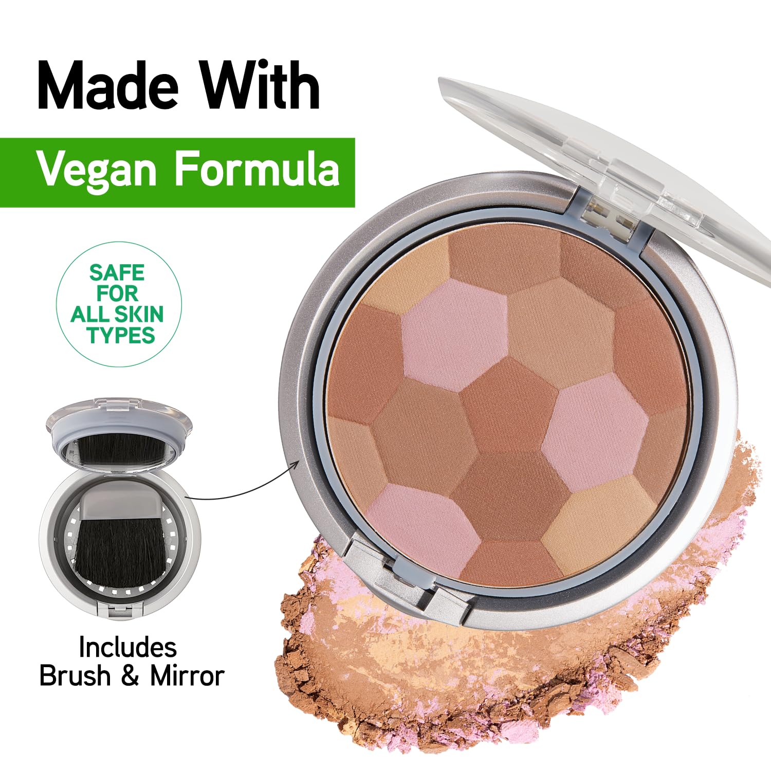 Physicians Formula powder texture swatch demonstrating smooth, buildable coverage