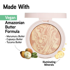 Physicians Formula open pan showing embossed powder and ingredient focus