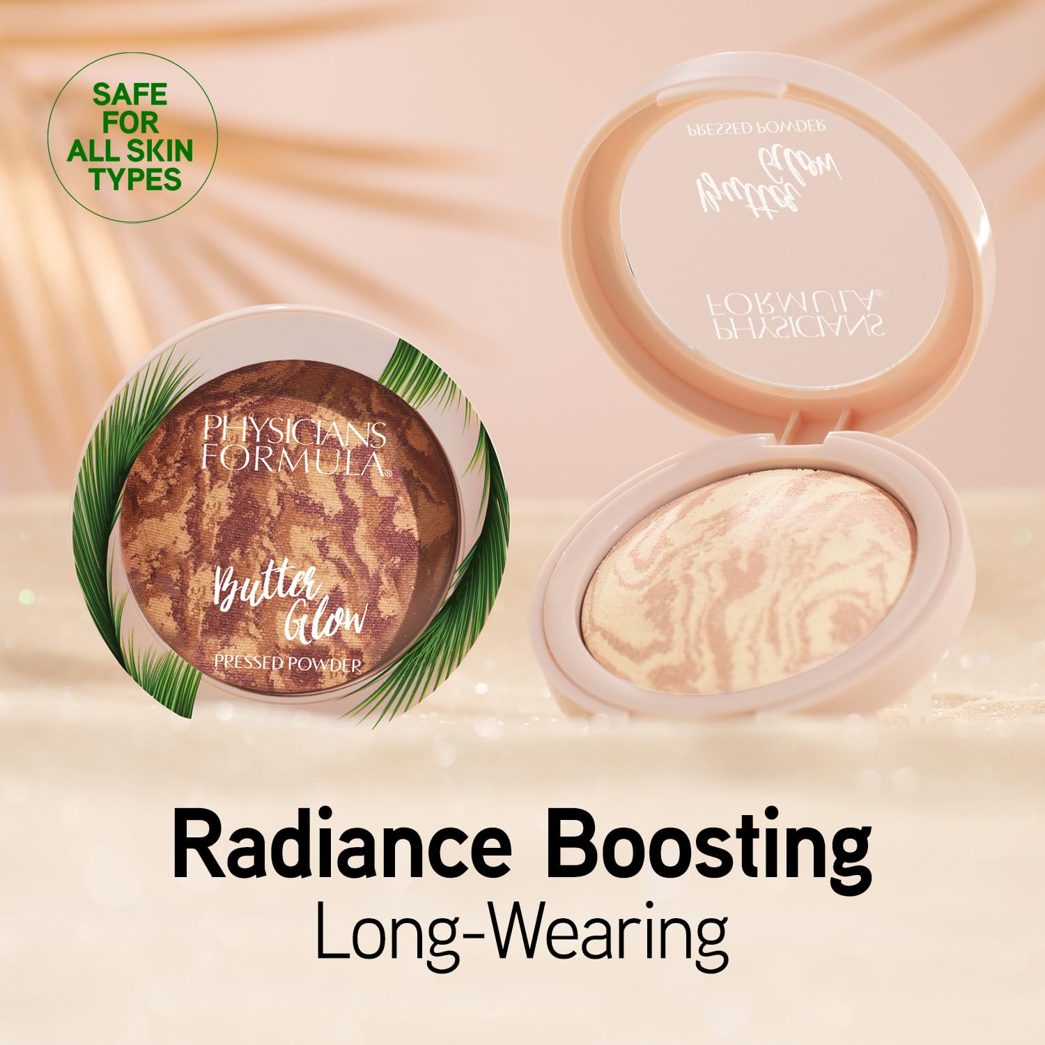 Physicians Formula close-up of powder texture highlighting silky, buttery finish
