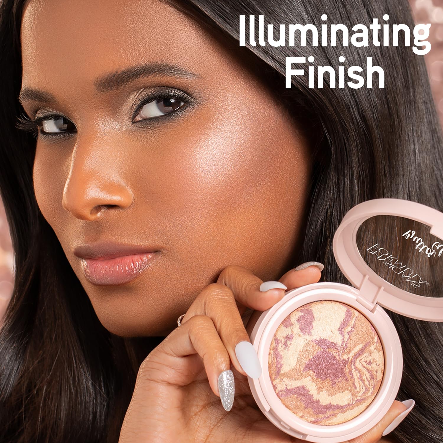Physicians Formula close-up of powder texture showing buttery smooth finish for seamless blending