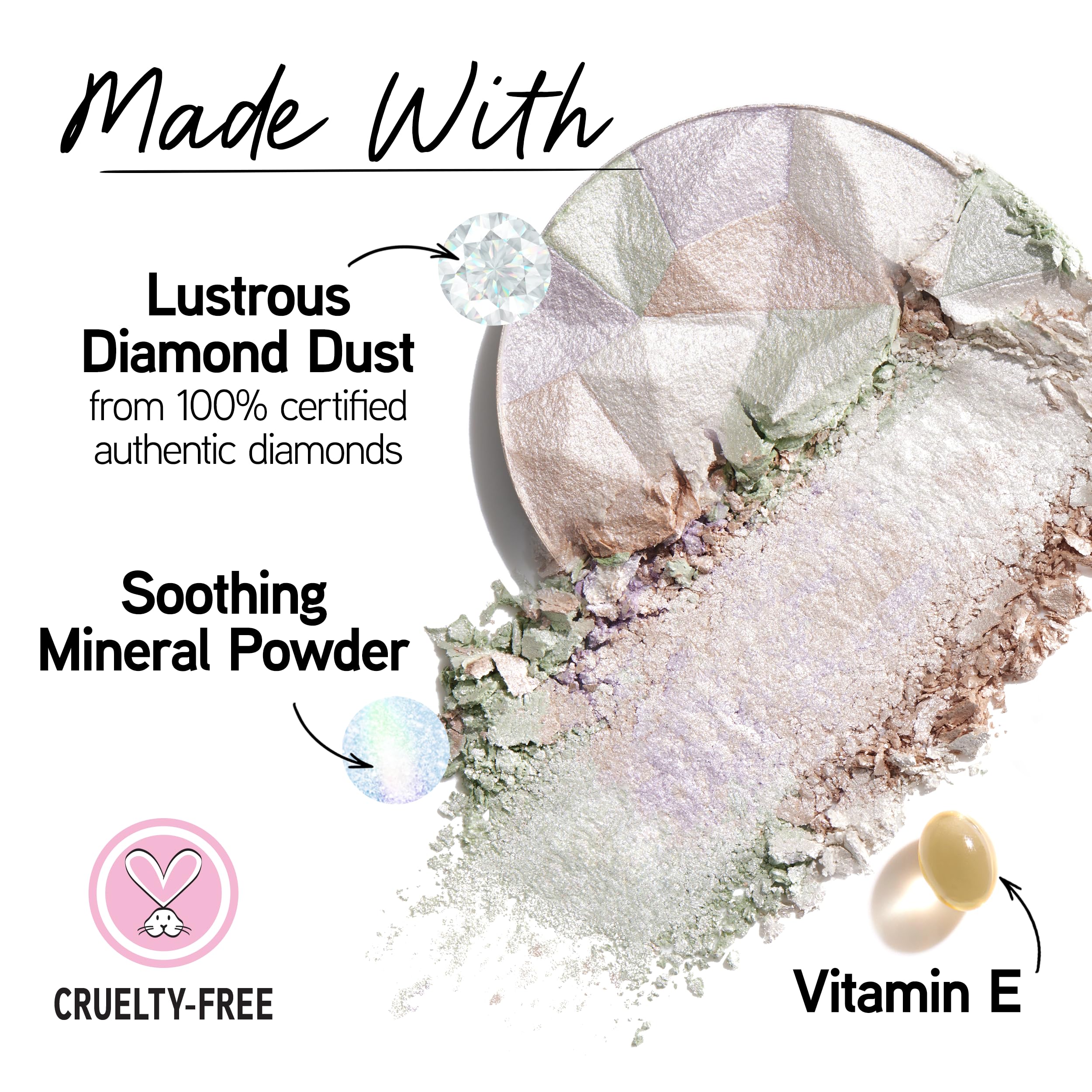 Physicians Formula close-up of powder texture highlighting luminous glow benefit
