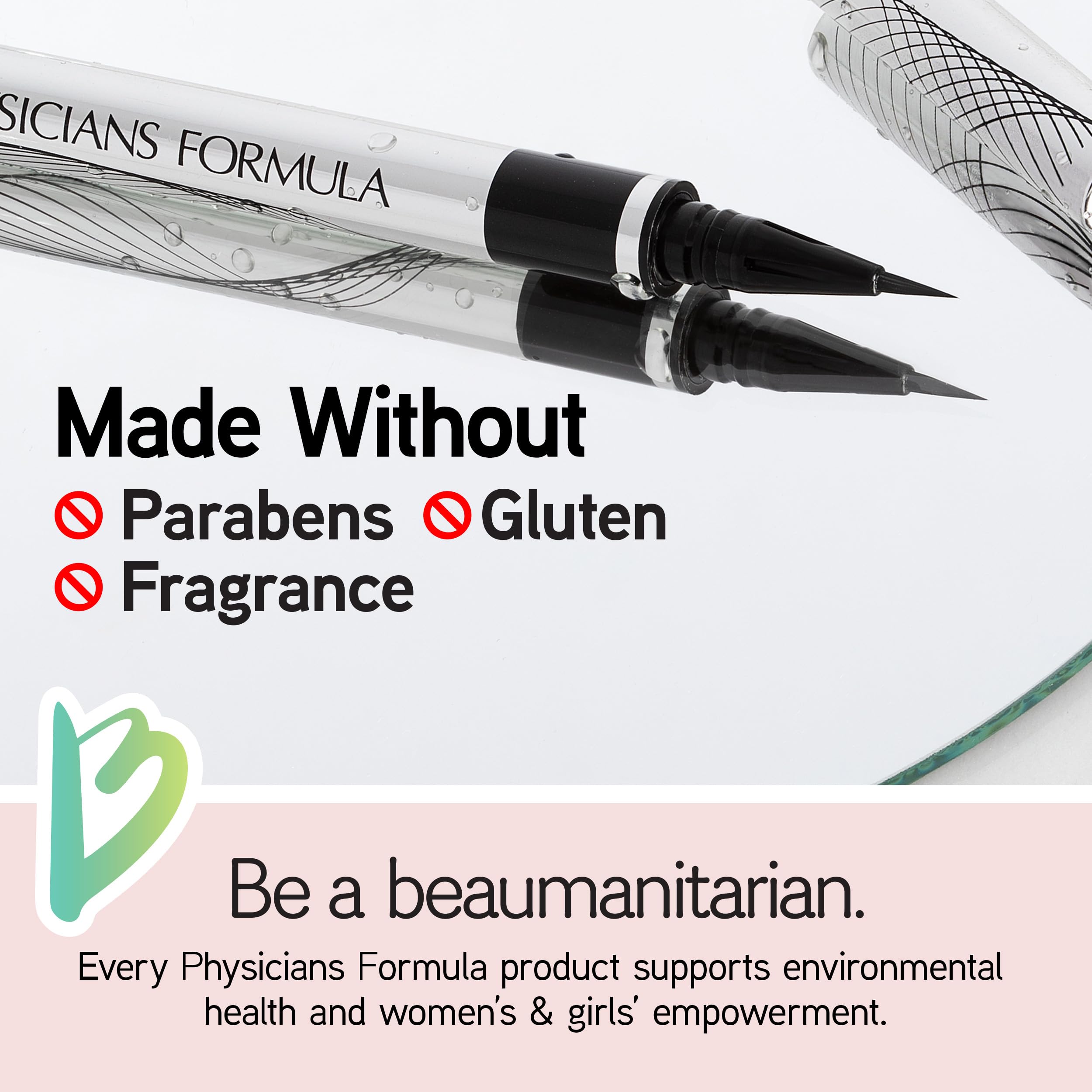 Physicians Formula eyeliner applied on eyelid demonstrating sharp wing and long-wear benefit