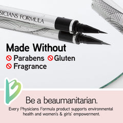 Physicians Formula eyeliner applied on eyelid demonstrating sharp wing and long-wear benefit