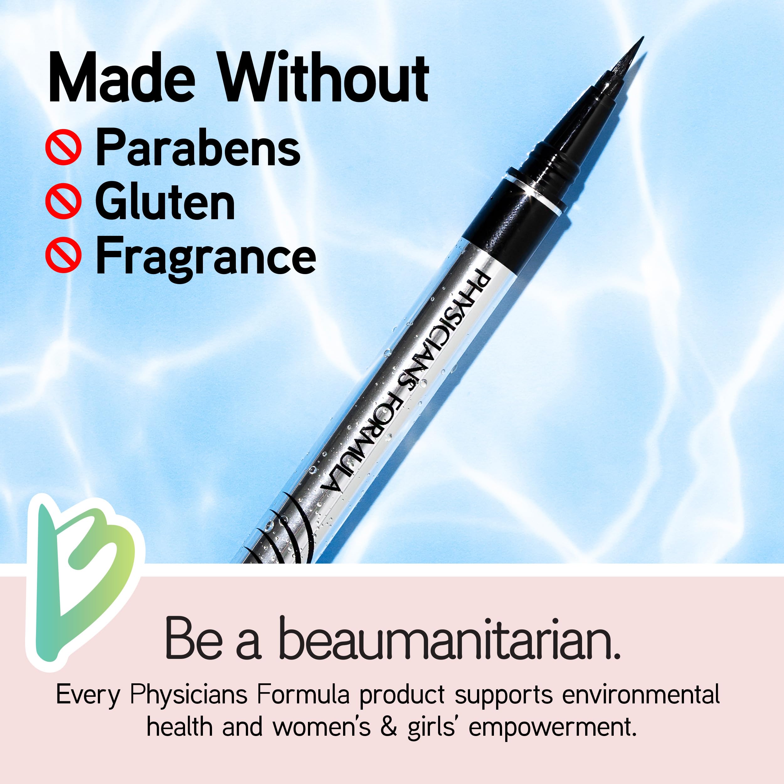 Physicians Formula rich black ink stroke illustrating deep pigment payoff