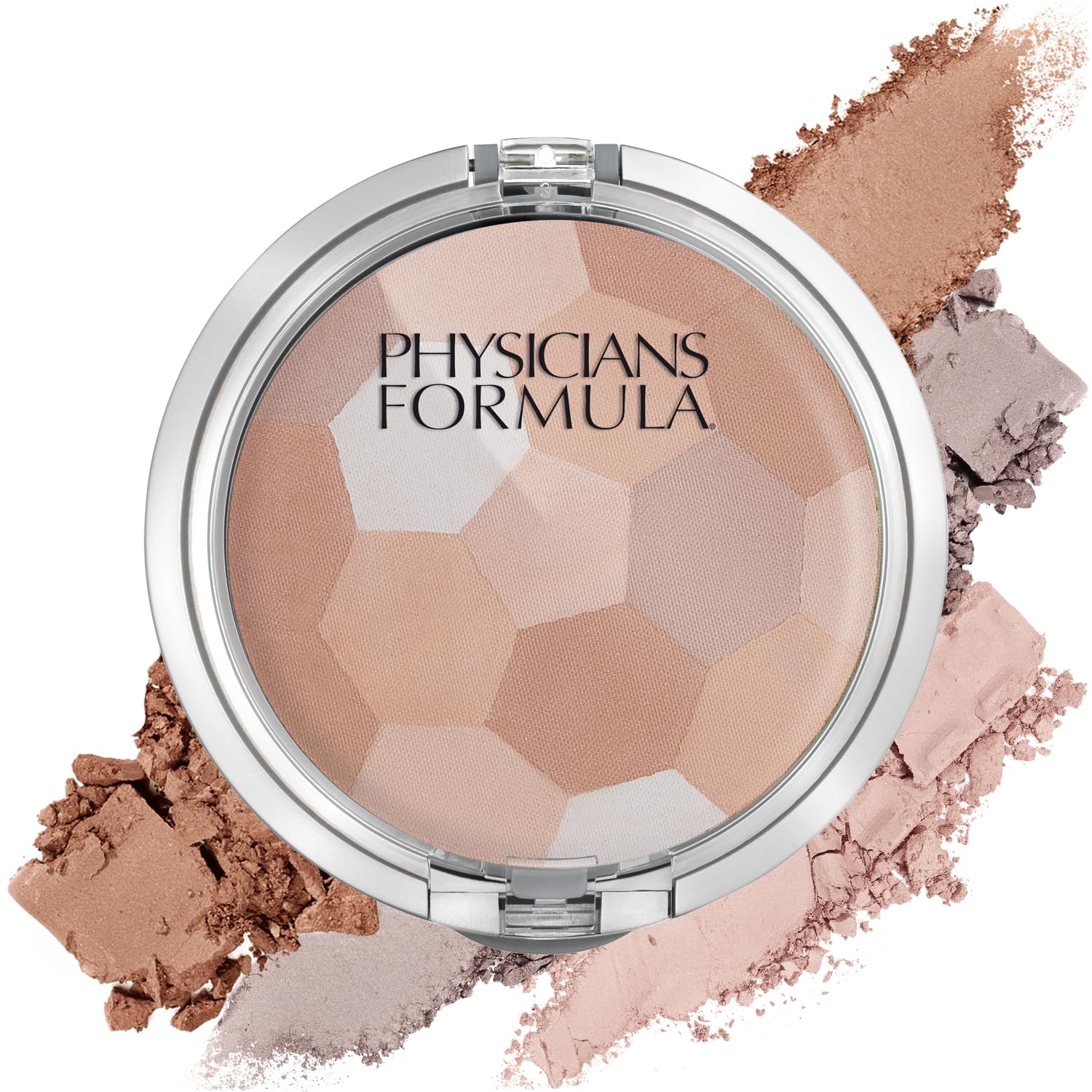 Physicians Formula compact front view showing sleek packaging and portability benefit