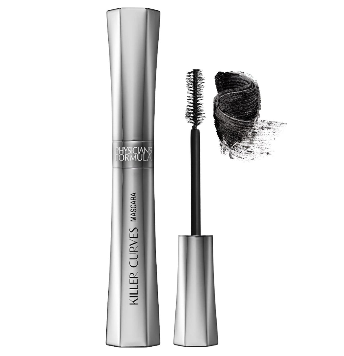 Physicians Formula front packaging showing sleek mascara tube and black finish benefits bold lashes