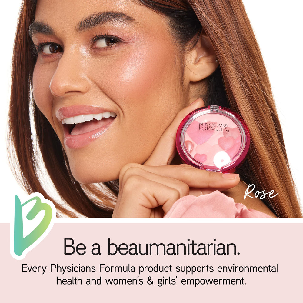 Physicians Formula applied on model outdoors illustrating healthy glow and mood-boosting scent