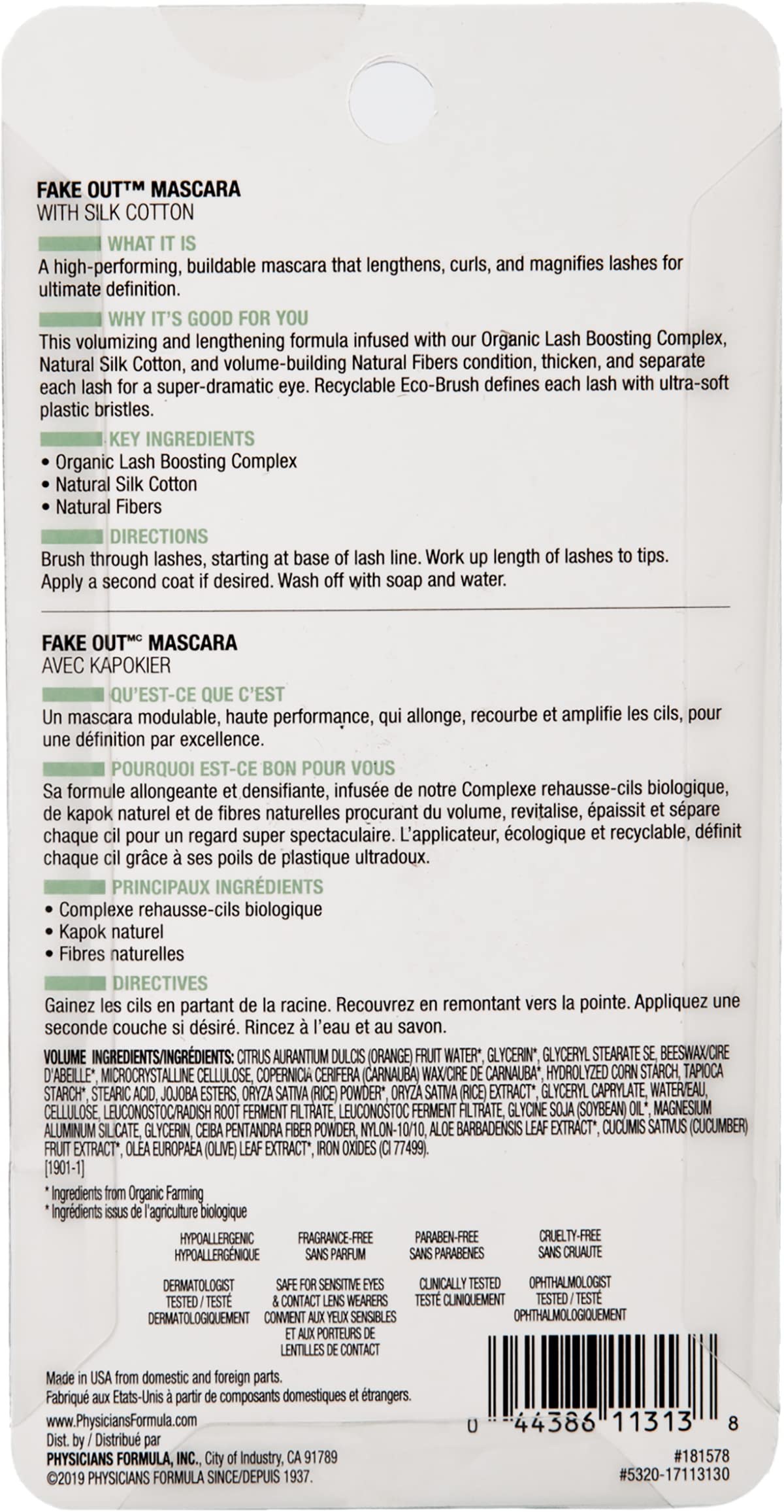 Physicians Formula mascara on vanity showcasing clean, sustainable beauty routine