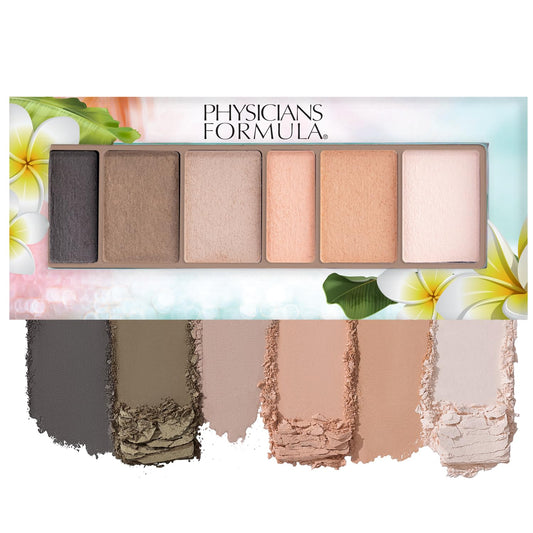 Physicians Formula palette front packaging showing six blushed nude mattes and logo benefit: gentle formulation