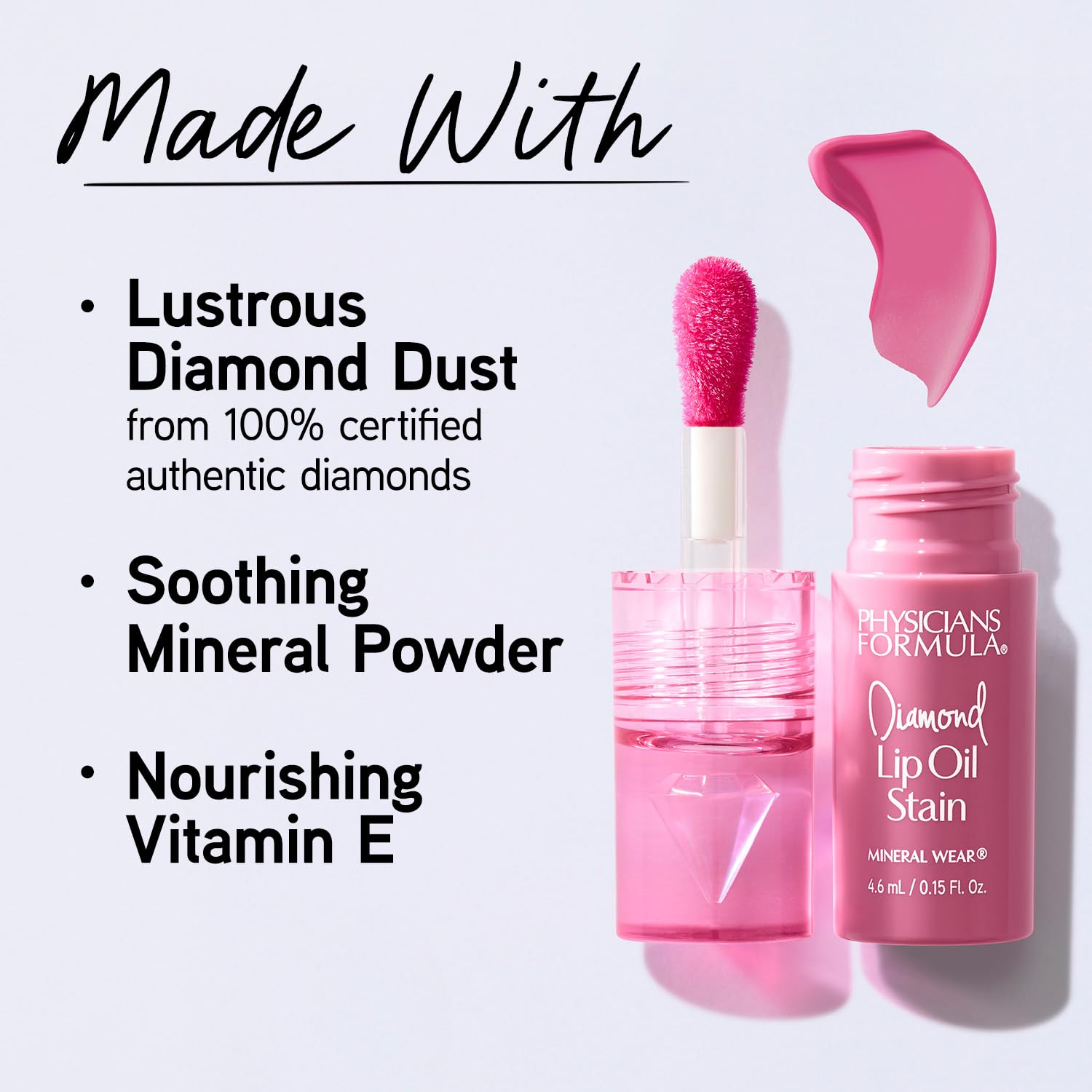 Physicians Formula before-and-after lips demonstrating even color and conditioned look