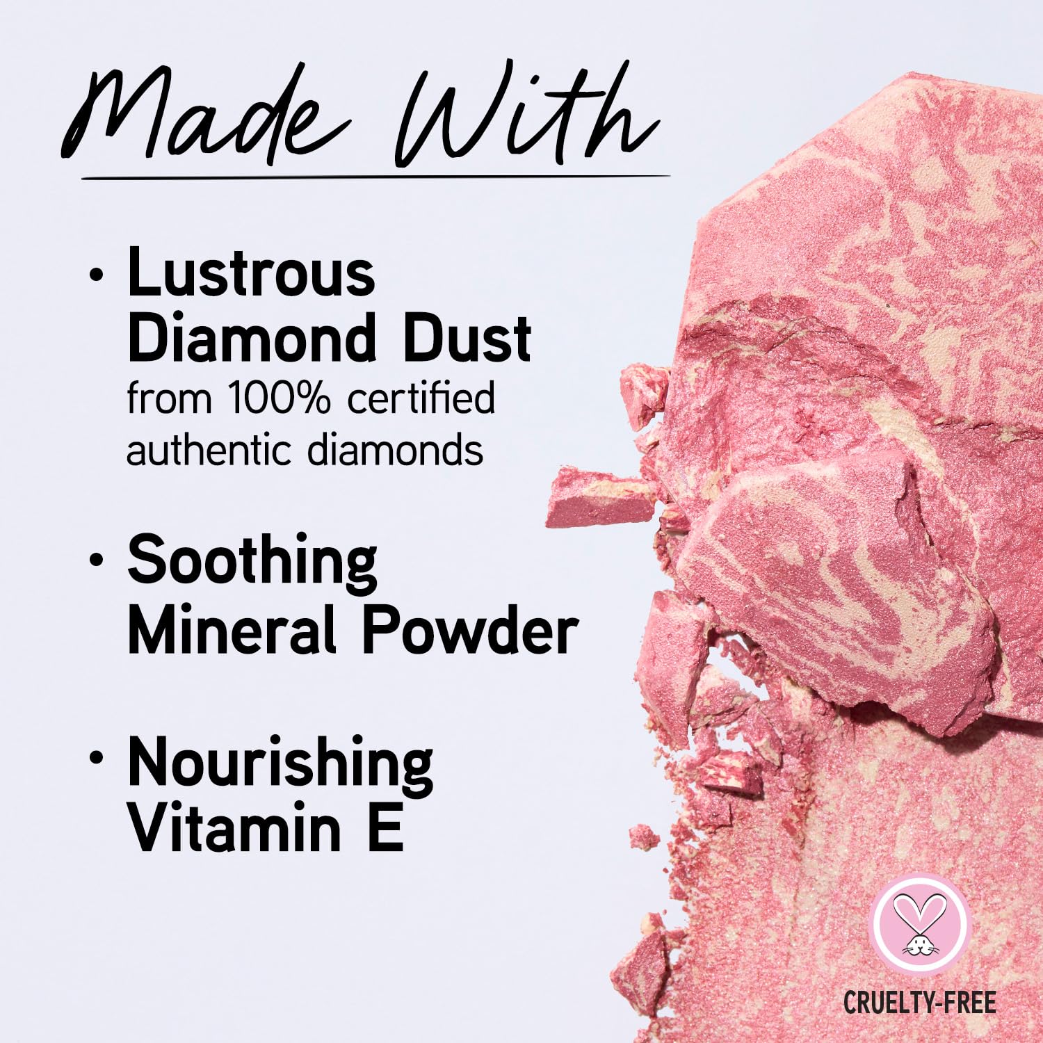 Physicians Formula swatch of blush texture on skin demonstrating blendability and glow