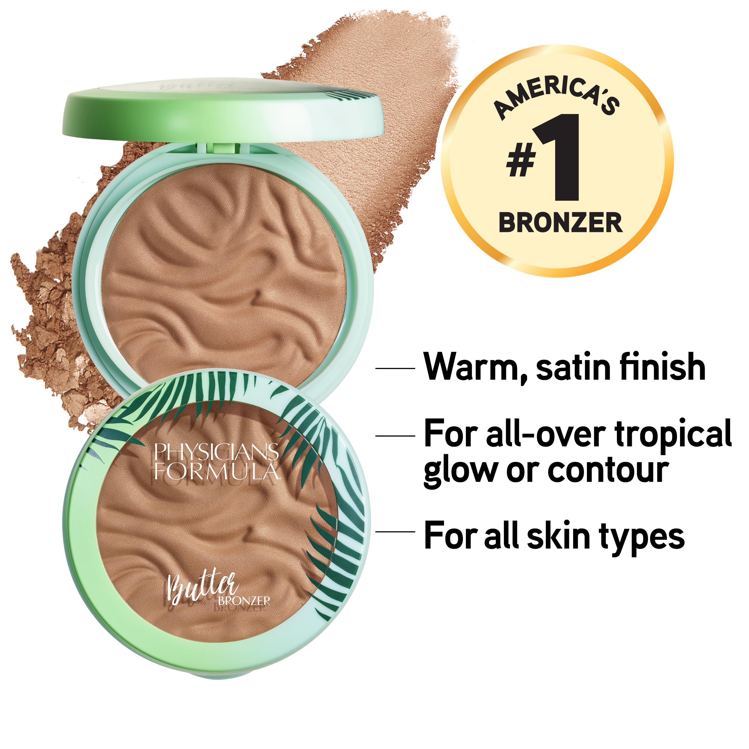 Physicians Formula pressed pan close-up revealing fine pearl texture and smooth finish