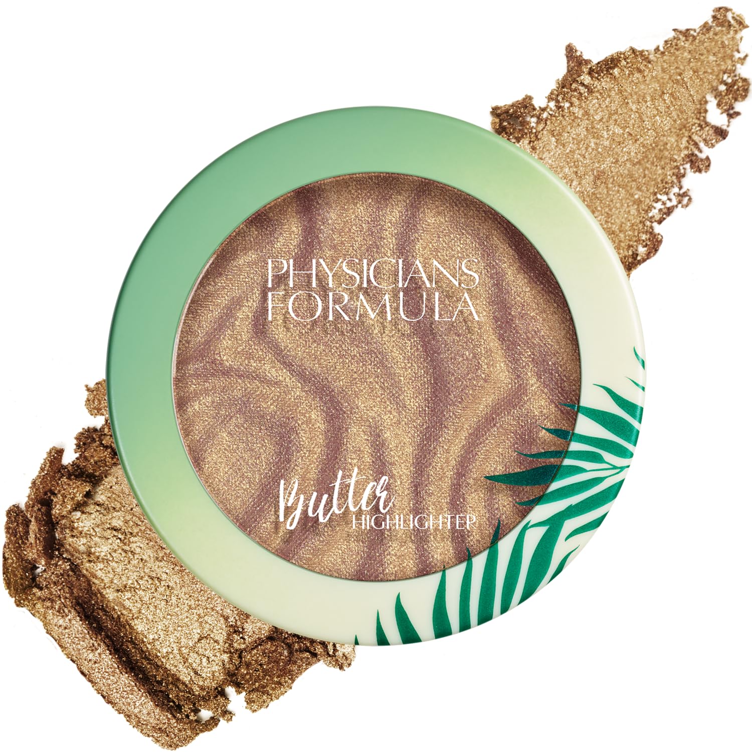 Physicians Formula compact front view showing Champagne shade and elegant packaging benefit: easy application