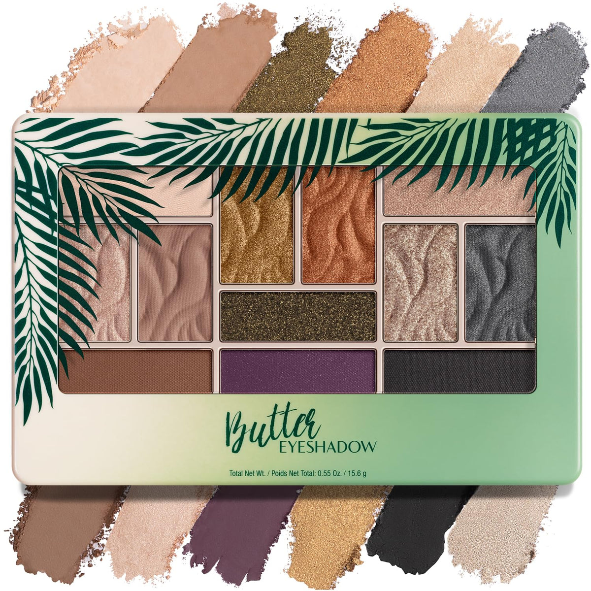 Physicians Formula palette front open showing all 12 shades and versatile color range