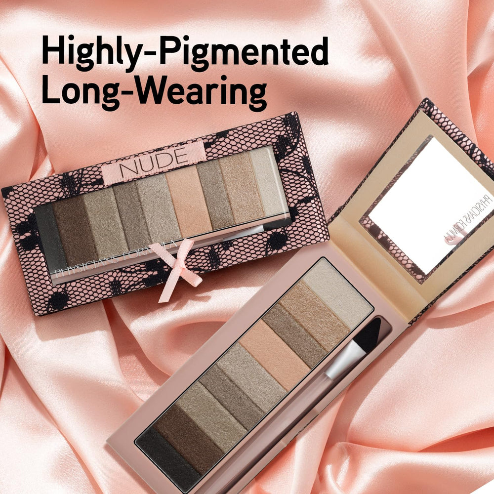 Physicians Formula open palette displaying nine organized nude and shimmer shades