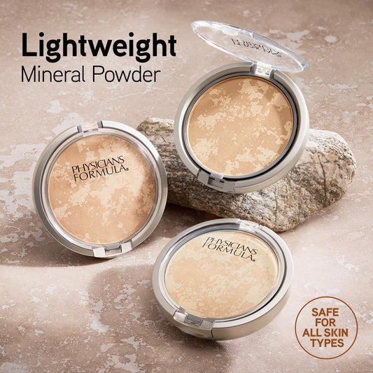 Physicians Formula close-up of powder texture for smooth satin finish benefit.