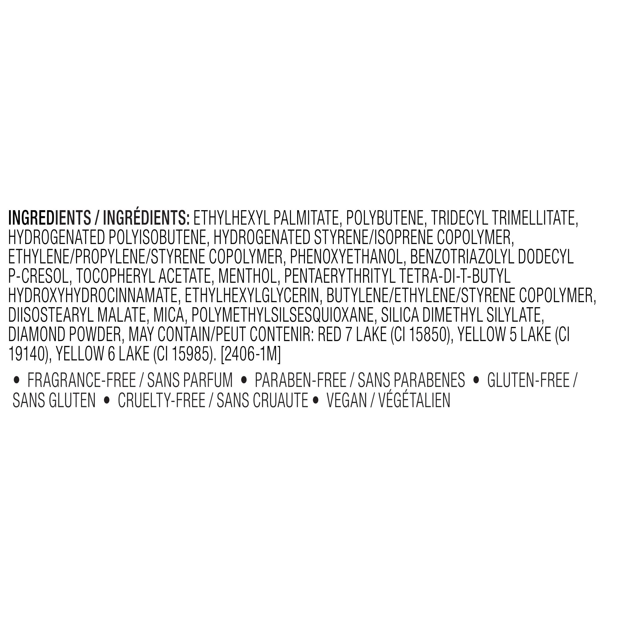 Physicians Formula product beside ingredient label and size, showing talc-free vegan benefit