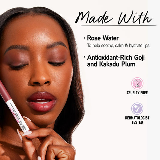 Physicians Formula close-up of lipstick texture on applicator, shows smooth glide benefit