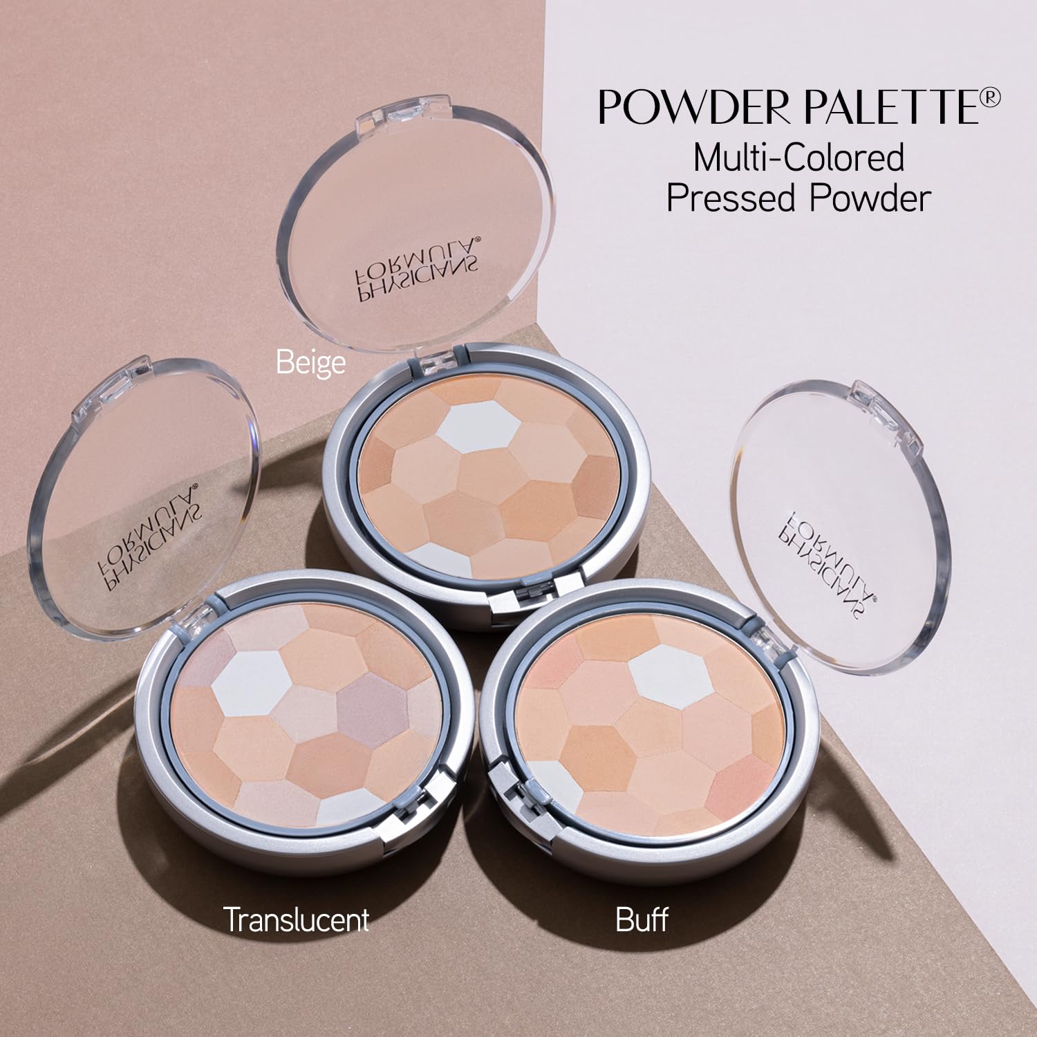 Physicians Formula compact held in hand showing size for travel-ready convenience