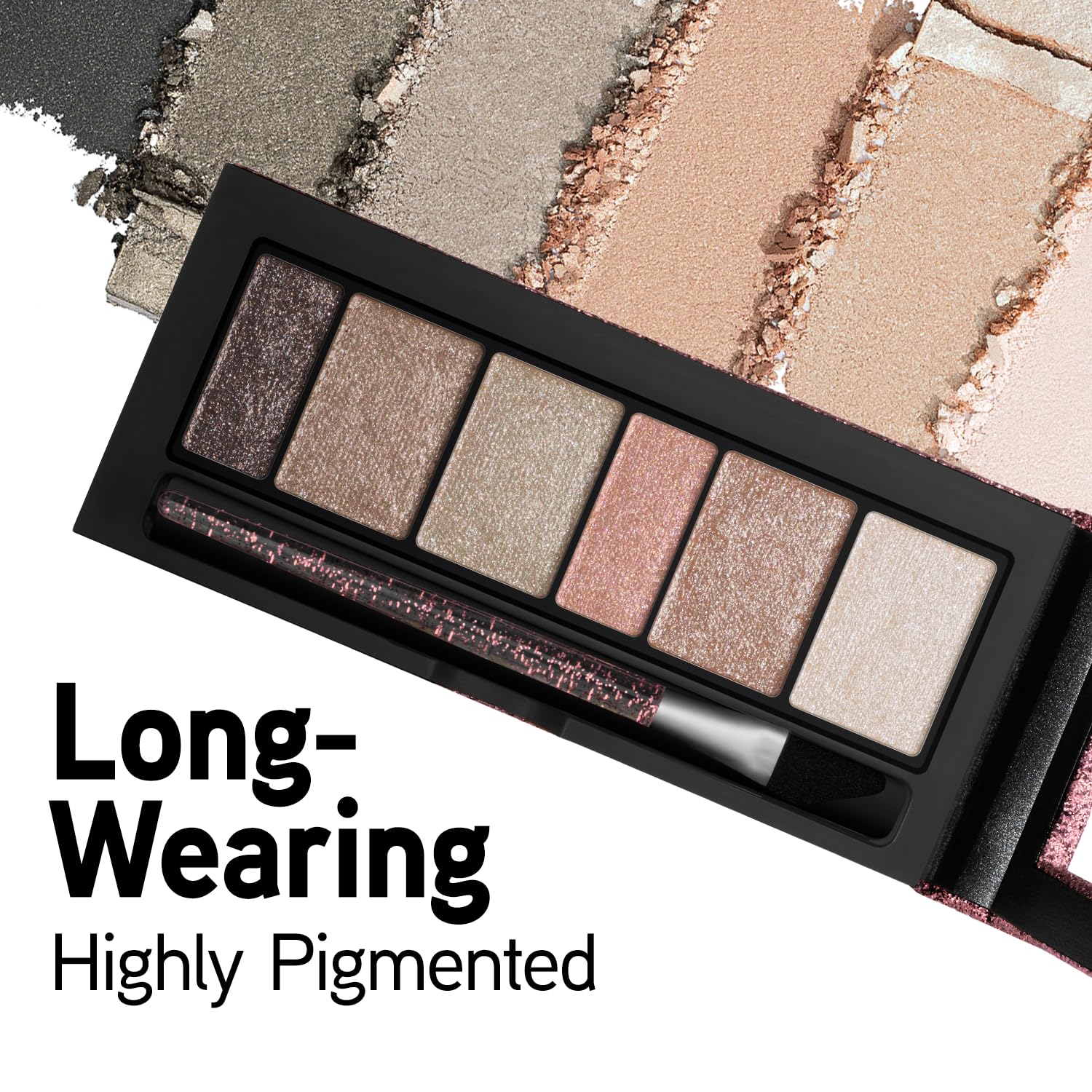 Physicians Formula finished eye look on model illustrating multi-reflective shimmer for glam effect