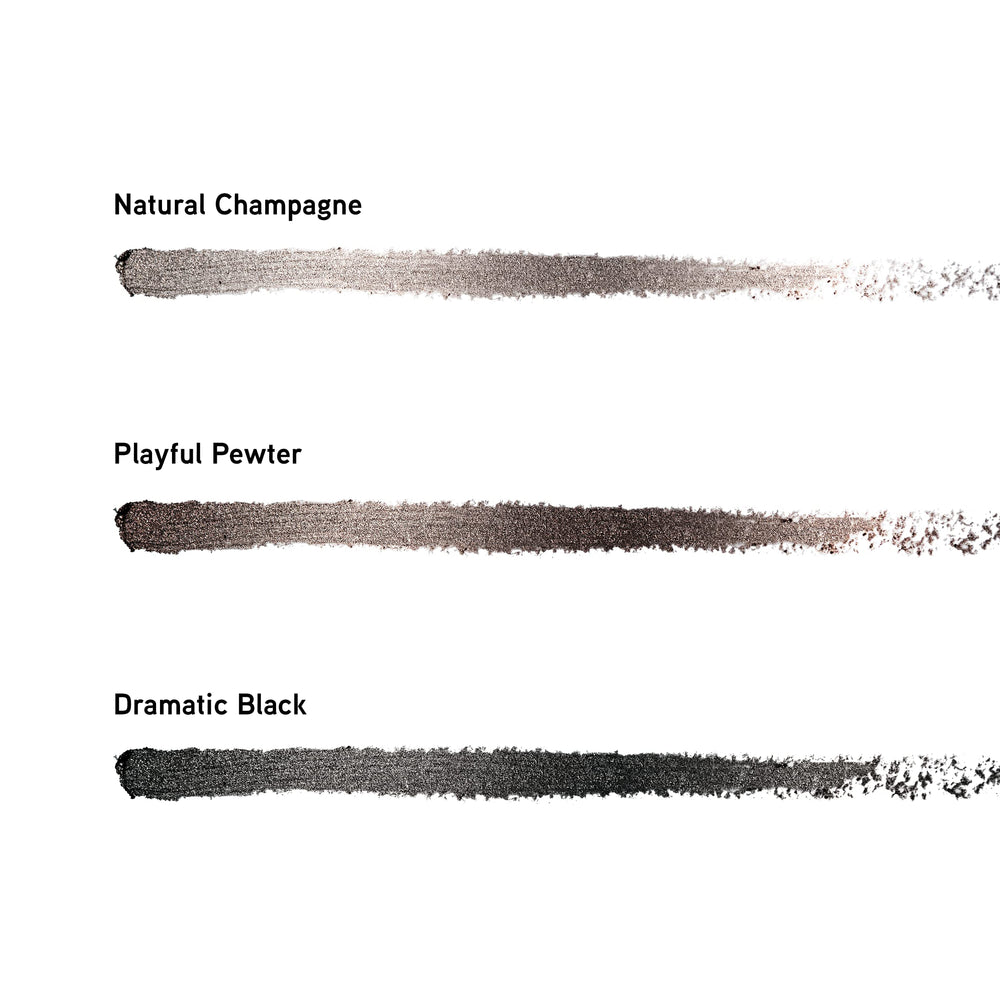 Physicians Formula size and shade comparison showing black, dark brown, and brown options