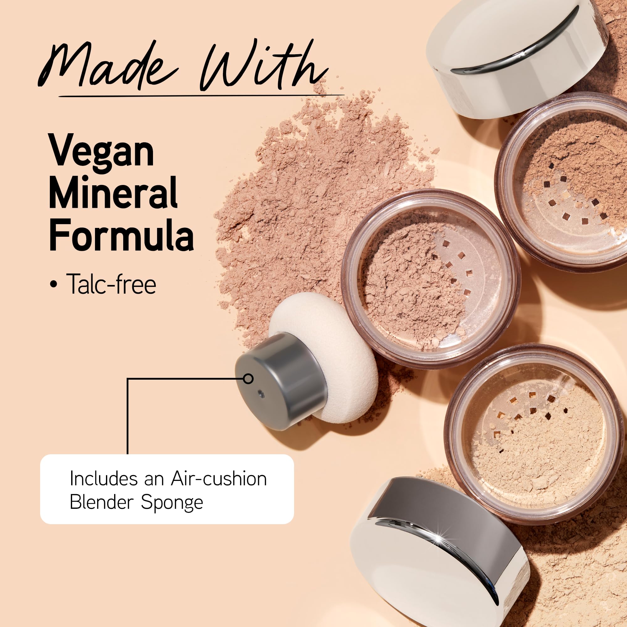 Physicians Formula sponge pressing powder onto skin, controls coverage benefit