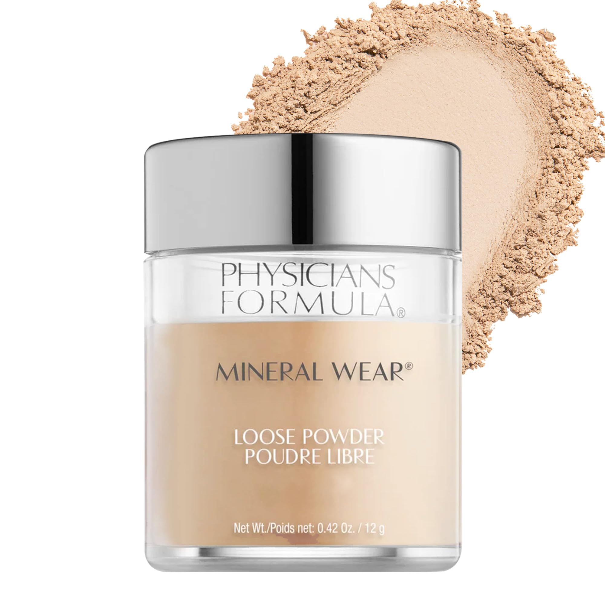 Physicians Formula front packaging showing powder jar and label, gentle finish