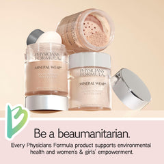 Physicians Formula powder on vanity near mirror, everyday sensitive-skin routine