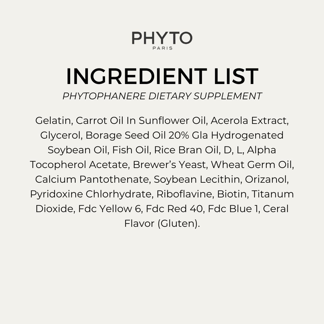 PHYTO Phytophanère label detail emphasizing ingredient list and claims