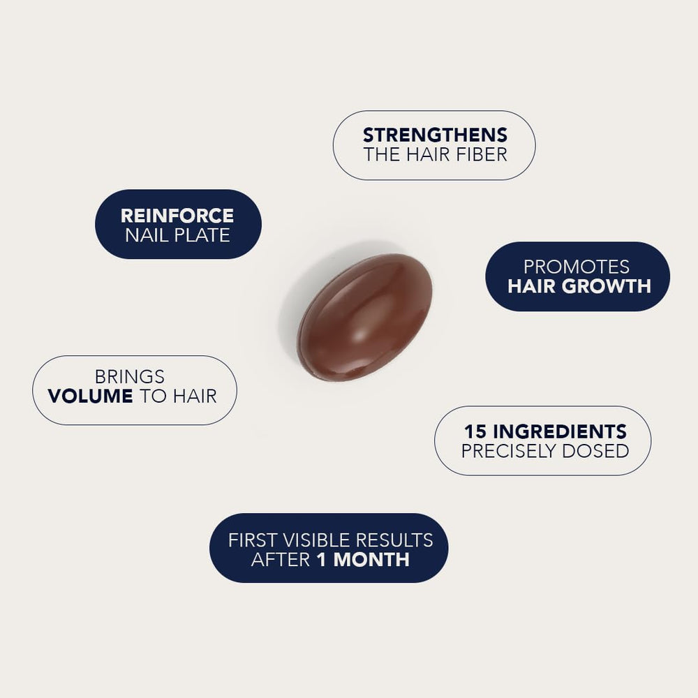 PHYTO Phytophanère capsules in hand demonstrating serving size