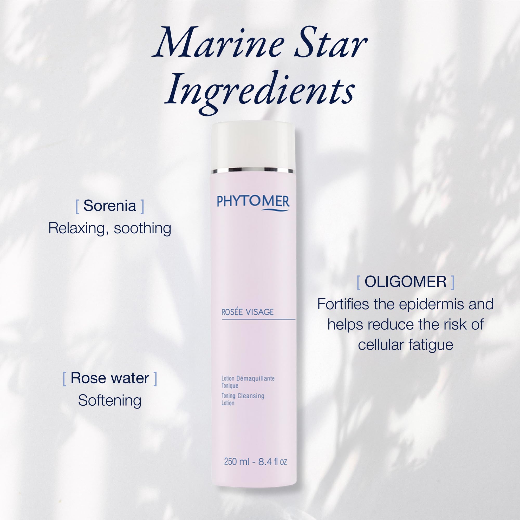 PHYTOMER Rosée Visage ingredients close-up highlighting sorenia marine extract and calming benefits