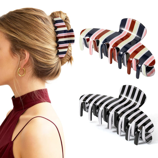 Phyzylvia front view of striped clips showing design and gift-ready packaging benefit