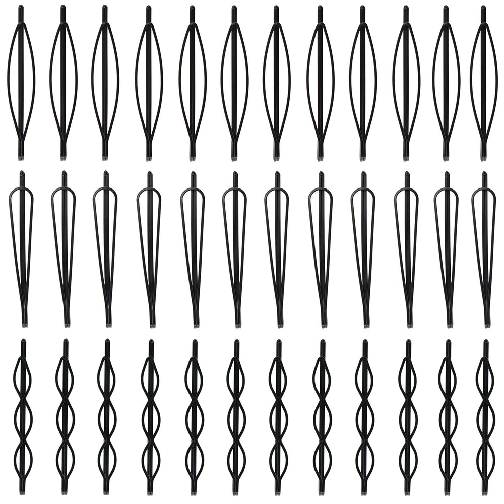 PIDOUDOU front view of 36 black bobby pins pack showing quantity and matte finish benefit